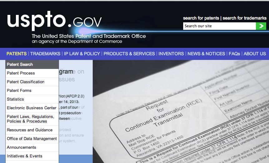 Para realizar a busca no USPTO o usuário deve clicar no endereço http://www.uspto.gov/patents/ e selecionar o link Patent search, como mostrado na Figura 1.6.