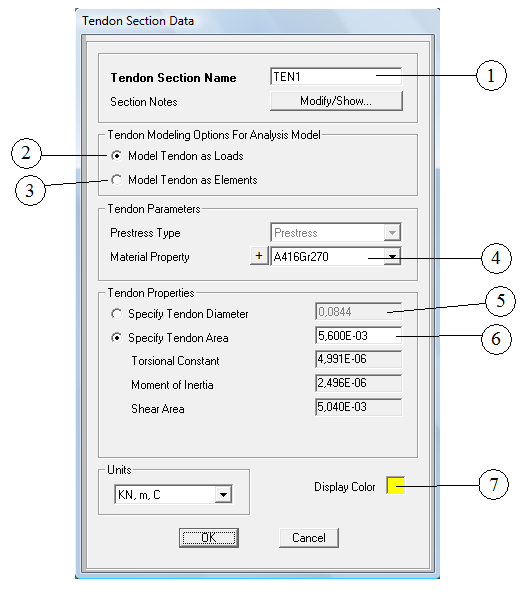 Segundo passo: Definição do cabo a ser empregado. 50 Define > Tendon Sections > Add New Section Figura 10.2 Definição do cabo.