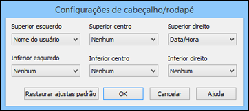 Observação: Essas configurações não são salvas com o seu documento.