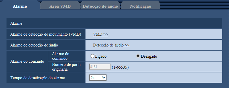 13 Configuração dos ajustes e alarme [Alarme] 13 Configuração dos ajustes e alarme [Alarme] Os ajustes relativos às ocorrências de alarme como, por exemplo, ajustes para a ação de alarme na