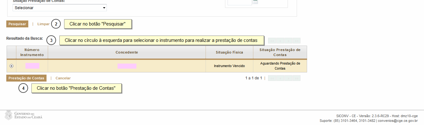 1.2.2 Localizando o instrumento: PRESTAÇÃO DE CONTAS Página 7 de 10 2 INSERIR DOCUMENTOS DA PRESTAÇÃO DE CONTAS 2.