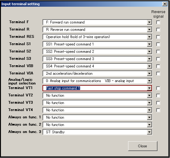 Abrirá a janela Input terminal setting.