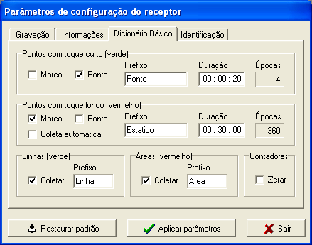 3.2.3.Módulo Dicionário Básico 3.2.3.1.Dicionário Básico do GTR-1 Este módulo serve para configurar os botões PNT e LIN do GTR-1.