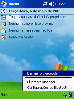 4.2.Configurando a conexão Bluetooth no Pocket PC Para utilizar o Pocket PC com o GTR-A BT, é necessário criar um atalho de conexão usando o Blueetooth Manager, da seguinte