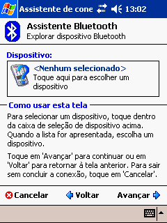 Ligue o GTR-A BT e siga a instrução do Assistente de conexão, tocando no local