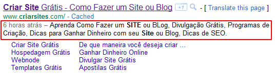 Meta Description Tags A Meta Description Tag é uma descrição da página, que é inserida dentro das Tags <head> e </head> do cabeçalho, contendo até 160 caracteres.