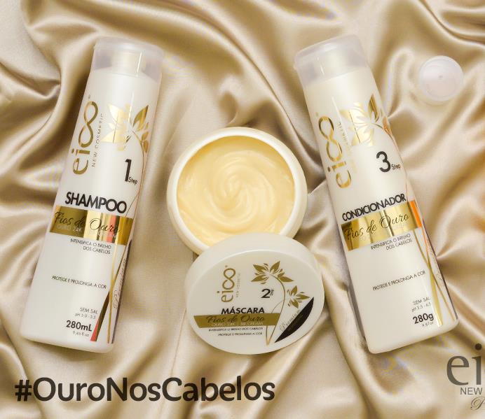 Fios de Ouro Propriedades Sua fórmula possui a tecnologia BB Cream, e o Ouro Rico em Oligoelementos) Indicação Desenvolvido para cabelos opacos, ressecados e d por agentes químicos e ou Coloridos