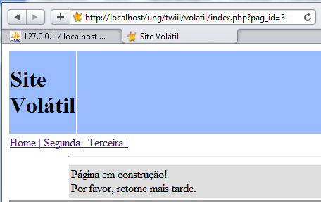 21 Como é possível observar na URL dos 3 quadros, o link é index.php?pag_id=x Assim teremos a página, um separador (?), um marcador textual qualquer (pag_id) e o nº do ID que vem da programação.