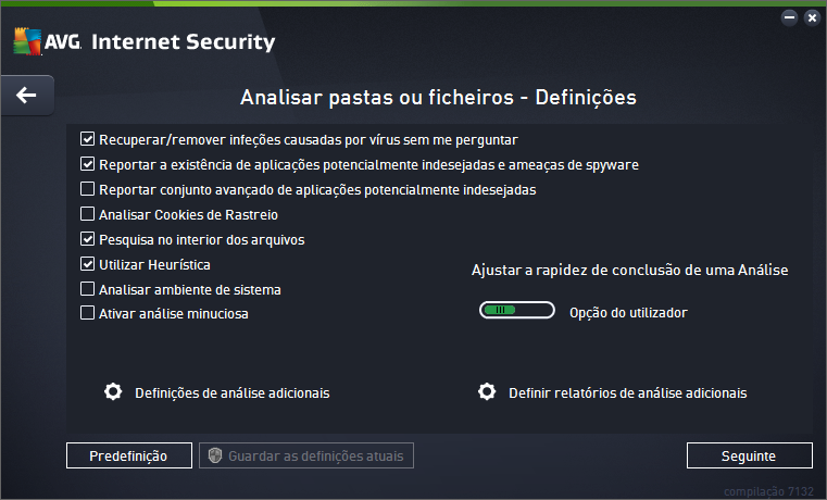 Edição da configuração de análise Pode editar a configuração de Analisar pastas ou ficheiros na janela Analisar pastas ou ficheiros Definições (pode aceder à janela através da ligação Definições de