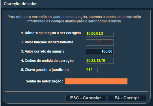 11.4. CORRIGINDO VALORES DE SANGRIA Na tela onde se registra a Coleta de valores é possível corrigir uma sangria que tenha sido registrada incorretamente (digitação do valor).