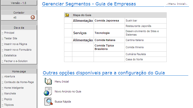 Anúncios por Segmento: permite visualizar os anúncios de determinado segmento.