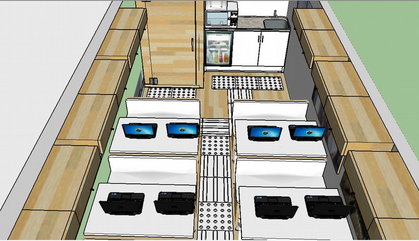 Figura 3: Vista Externa Fonte: Guilherme Augusto Häser Figura 4: Vista interna dos fundos Figura 5: Vista interna da frente do ônibus O projeto está finalizado, com um pré-orçamento