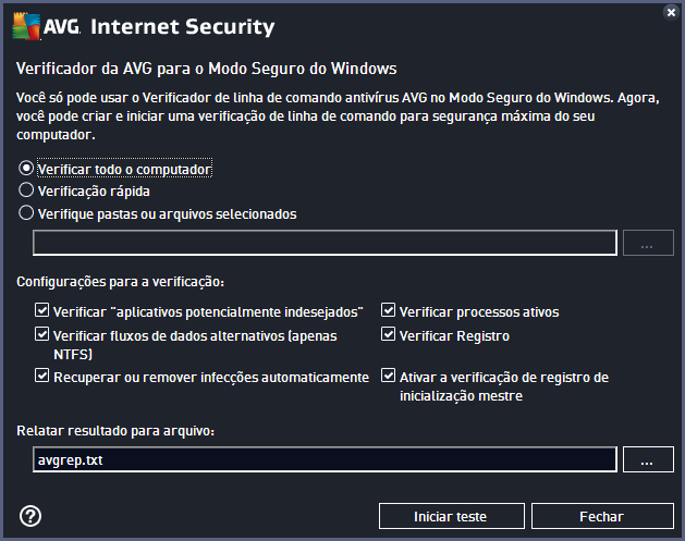 avgscanx para SO de 32 bits avgscana para SO de 64 bits 3.7.3.1. Sintaxe do comando A seguir, a sintaxe do comando: avgscanx /parâmetro.