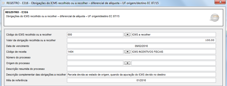 ii. Registro E311 O ajuste referente ao estorno de débito no registro E310 deve ser informado neste registro.