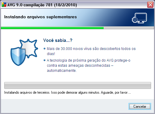 5.10. Instalando o AVG A caixa de diálogo Instalar o AVG mostra o andamento do processo de instalação e não requer