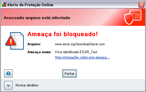 Estes são os botões de controle disponíveis na interface da Proteção Online: Salvar alterações - pressione este botão para salvar e aplicar quaisquer alterações feitas na caixa de diálogo Cancelar -