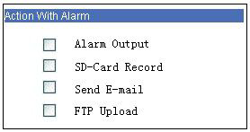 Ação com alarme Estas são ações opcionais para detecção de movimento. Figura 4.2 Saída de alarme: Selecione-a para ativar a saída de alarme, desmarque a parar.