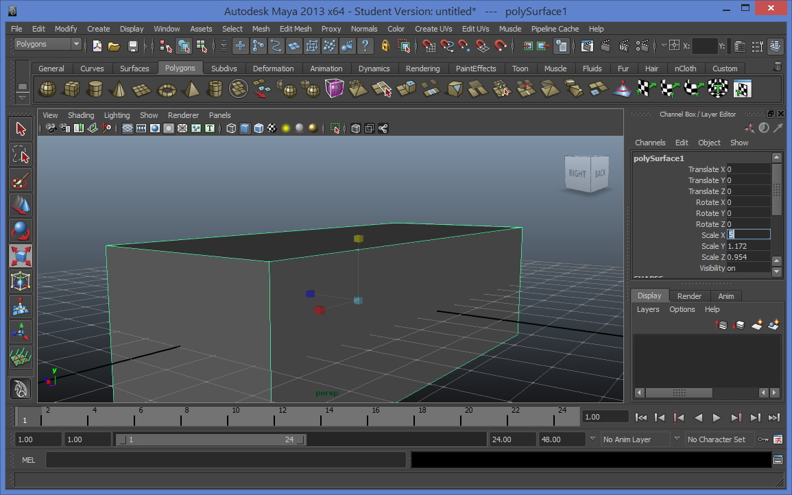 Alterando o polígono inteiro. Você poderá alterá-lo utilizando scale tool na barra lateral.