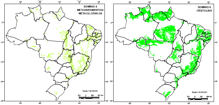 (Metassedimentos/Metavulcânicas); e Domínio 6