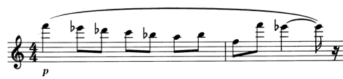 soltar o ar de maneira cuidadosa para que a frase seja bem feita até o final, sem deixar com que a afinação caia. (BERNOLD, s/d, p. 9). Exemplo 2: Bernold, Les Vocalises, vocalise nº7.