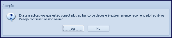 3.10) Será apresentada uma relação com os usuários (máquinas) logados para que sejam desconectados antes de avançar, acione o botão Próximo; 3.