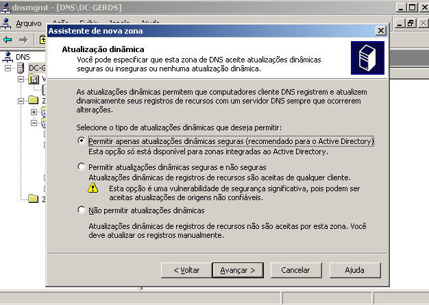 60 Figura 34 Assistente de nova Zona DNS Fonte: O próprio autor. 12.