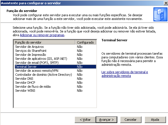 81 Figura 58 - Assistente configurar o Servidor (Função Servidor - TS) Fonte: O