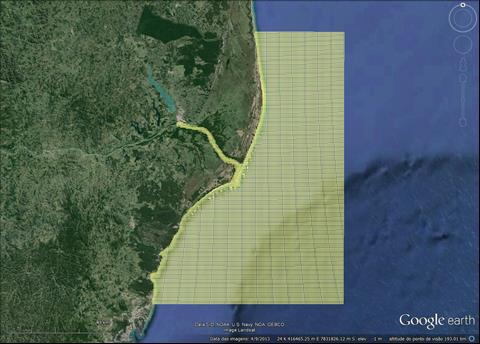 MODELAGEM NUMÉRICA DA PLUMA DE TURBIDEZ Para uma modelagem inicial, foi considerado um cenário extremamente conservador baseado em números atualizados pelo CPRM, considerando turbidez de 10.