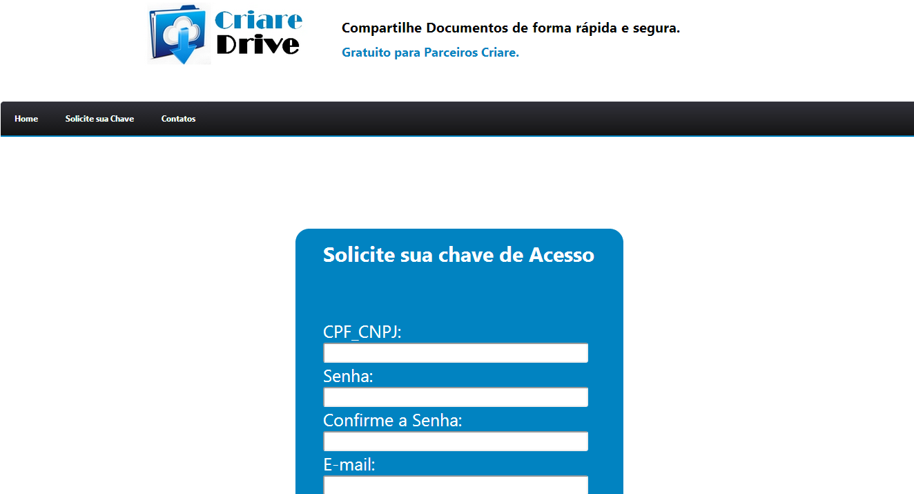 Figura 17 Tela de Solicitação de Chave do Sistema Após realizar o login, é apresentada a tela inicial exibindo diversas funções, porém as telas iniciais dos usuários diferem-se.