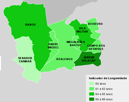 Projeto Pedagógico do Curso de Fisioterapia Ministério da Educação Mapa 4: Índice de Educação de Realengo, comparado aos demais bairros da Zona Oeste. Fonte: Prefeitura Municipal do Rio de Janeiro.