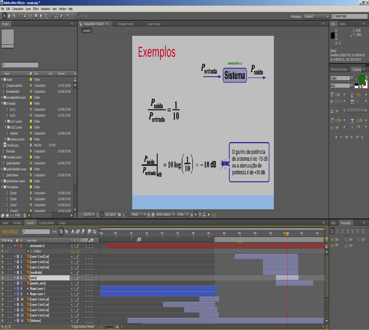 Figura 3 Imagem da tela do software Adobe After Effects utilizado para edição do vídeo Empreendidas tais definições, é importante, observar alguns fatores de risco e restrições ao projeto.