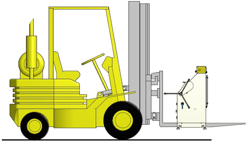1.4- Instruções com Medidas de Segurança para Movimentação e Transporte da RH1000 - Figura 1 A movimentação e transporte da RH1000 pode ser realizada utilizando uma empilhadeira com capacidade acima