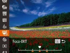 Variação de Foco (Modo Foco-BKT) Ao focar manualmente, o modo de moldura AF (= ) é [FlexiZone] e o tamanho da moldura AF (= ) é [Normal Essas configurações não podem ser alteradas.
