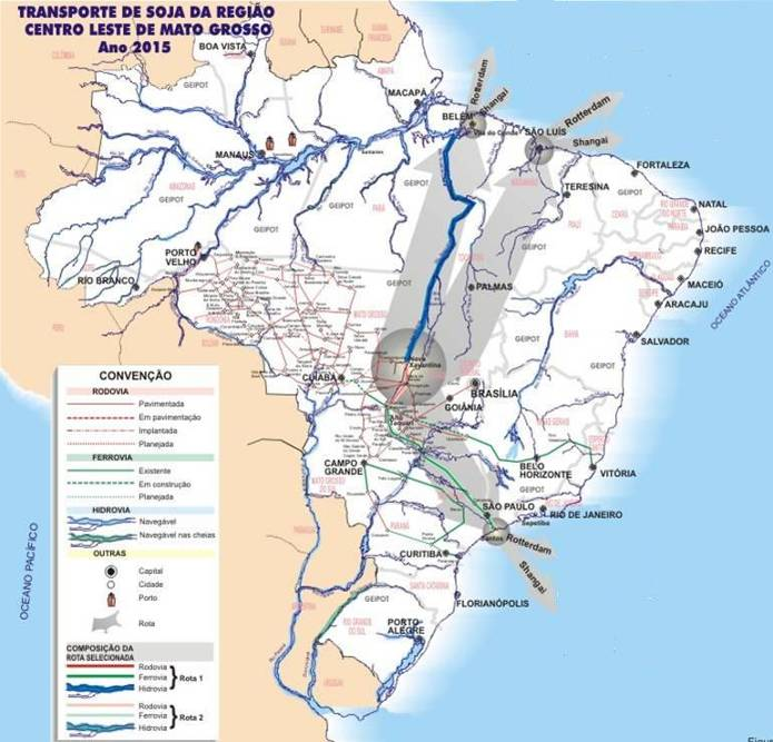 Logística Privilegiada AMAZÔNIA ROTTERDAM - Distância total (Km) =8.969 - Frete Total ($) =48,00 - Combustível ($) =6,91 - Tempo de viagem (dias) =16 AMAZÔNIA SHANGAI - Distância total (Km) =21.