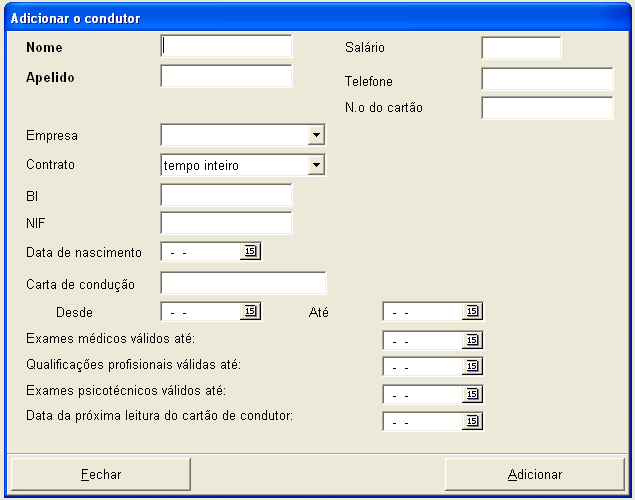 4. Adição, edição e eliminação de veículos, condutores, empresas, reboques e localidades 4.1.