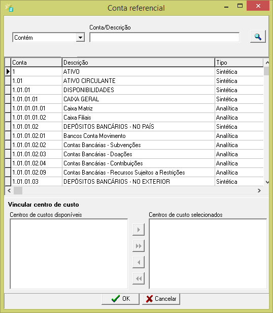 3) No campo Sped estão as informações de vínculo da conta. Para Incluir/Editar/Excluir, deve-se selecionar a opção correspondente.