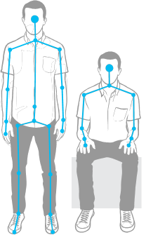 Figura 1 - Demonstração das juntas identificadas pelo Kinect Conforme documentação oficial do fabricante (MICROSOFT, 2013b), o Kinect utiliza a câmera infravermelha para captar os raios lançados no