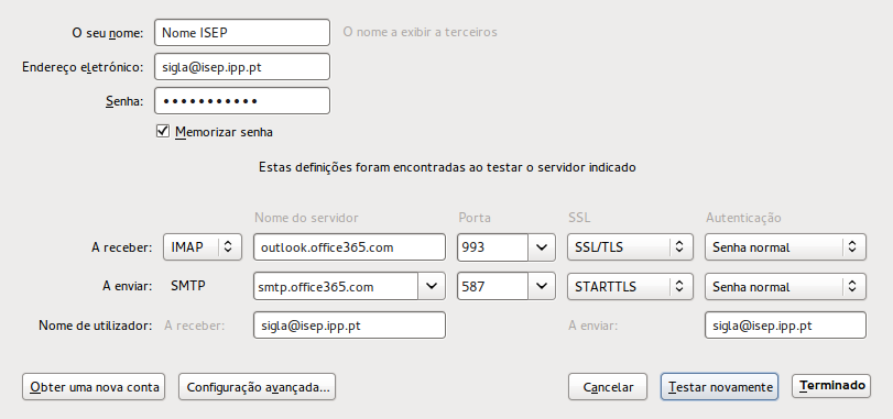 No caso de realizar uma configuração manual (Manual Config), poderá surgir um quadro como o exemplificado a seguir: Questões Frequentes 1.