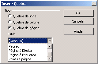 5. Seções Dividir o documento em seções possibilita a formatação de cada parte deste da maneira desejada. Para inserir uma seção selecione no menu Inserir > Seção.