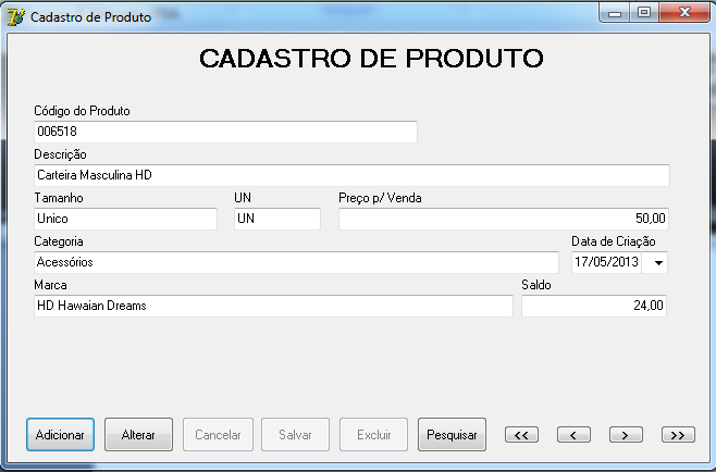 56 Figura 3: Tela de cadastro de produtos As consultas no sistema devem ser feitas, acessando-se o item Consultas no