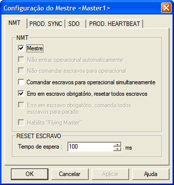 3.9.2 NMT Propriedades de controle e gerenciamento da rede do mestre CANopen.