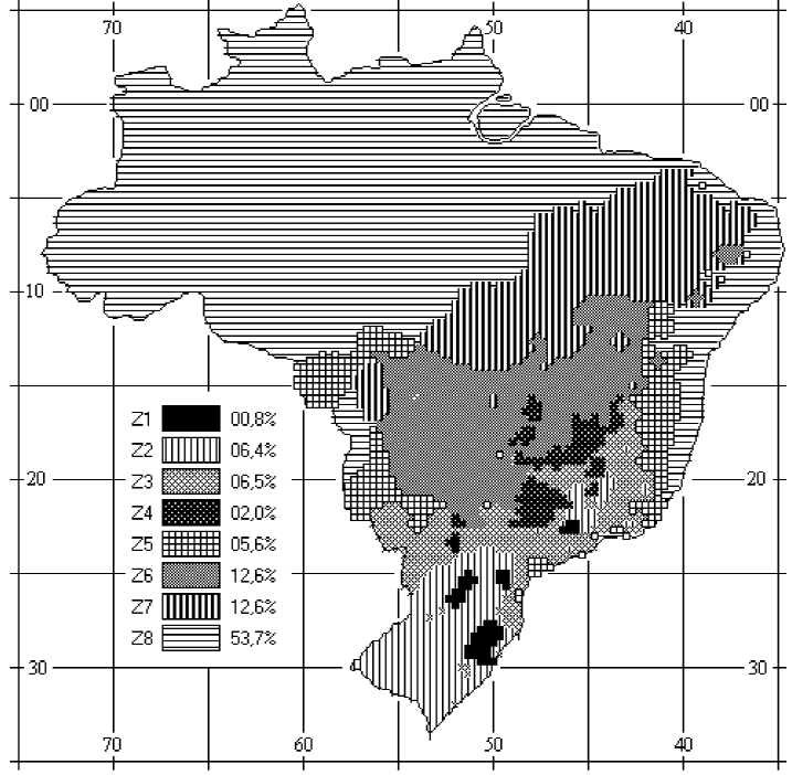 50 Figura 12 - Zoneamento bioclimático Fonte: NBR 15220-3, ABNT 2005. 2.4.