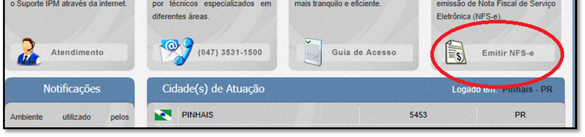 3.2 Emissão da NFS-e 9 3.2.1 Preenchimento e Emissão da NFS-e Para entrar na tela de preenchimento/emissão da NFS-e, deve-se acessar o link Emitir NFS-e na tela inicial do sistema: Também é possível