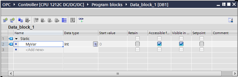 Dentro dos DB s foi definida uma variável de formato Int. Outro pré-requisito é ter-se um PC com SIMATIC NET V12 instalado. O PC possui placa de ethernet genérica, configurada com IP 10.1.180.