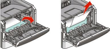2 Levante e puxe a unidade que contém o kit fotocondutor e o cartucho de toner para fora da impressora. Coloqueo sobre uma superfície plana e limpa.