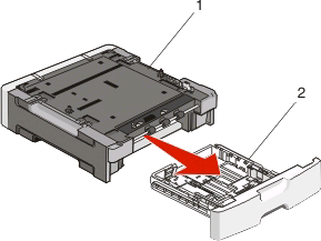 Instalação de hardware opcional Instalação de uma gaveta para 250 ou 550 folhas A impressora suporta uma gaveta opcional; você pode instalar uma para 250 ou 550 folhas.