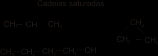 Exemplos: - cadeias fechadas ou cíclicas: se seguirmos os carbonos da cadeia, estes formam um ciclo. As cadeias alifáticas ou cíclicas podem ser homogêneas ou heterogêneas.