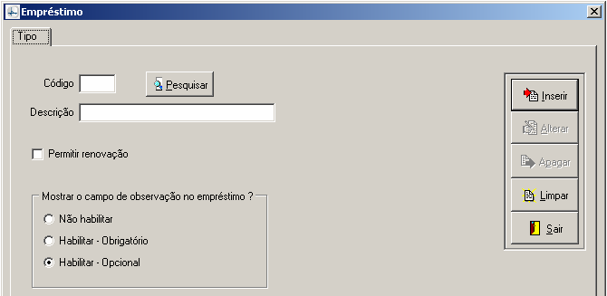 Manual PER-MAN-007 Empréstimo 4.4 Categoria por biblioteca Possibilita definir um limite geral de obras por instituição.