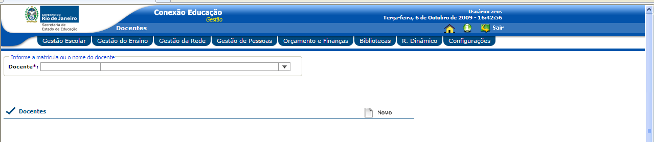 CADASTRO DE DOCENTES Esta tela se refere exclusivamente à consulta e alteração do cadastro de Docentes que já estão inseridos no sistema.