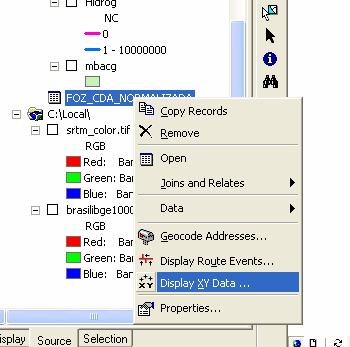 43 clicar com o botão direito sobre o a tabela e selecionar a opção Display XY Data.